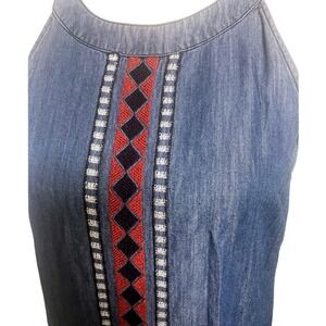 EST. 1946 Embroidered Denim Sleeveless Keyhole Back HalterTop Women's Large